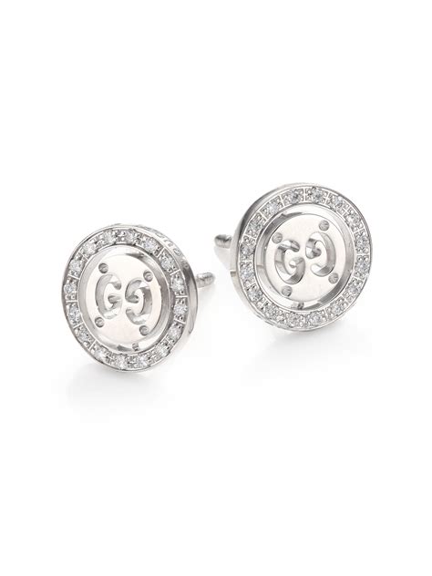 solid gold gucci earrings|Gucci white gold stud earrings.